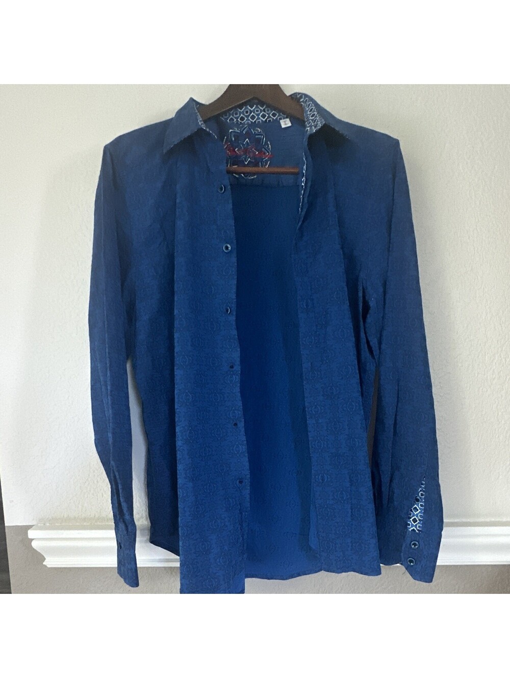 Robert Graham Men's Long Sleeve Blue Cotton Shirt Size Large - Missing Buttons